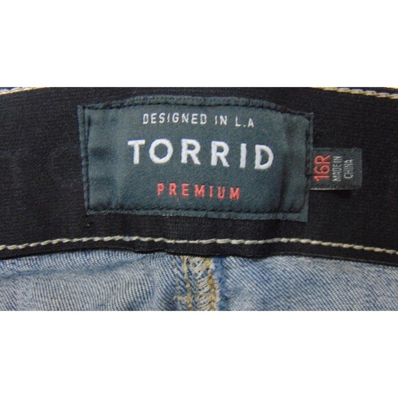 Torrid Bombshell Skinny Jeans Womens Size 16R Dark Wash Denim Distressed Blue - Picture 6 of 10